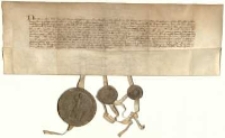 [Książęta mazowieccy zaprzysięgają warunki pokoju kaliskiego zawartego w 1343 r. między Kazimierzem, kr&oacute;lem Polski, a Zakonem Krzyżackim, i zobowiązują się do nieudzielania pomocy łamiącym ten pok&oacute;j oraz wyrzekają się wszelkich praw do ziemi Pomorskiej, Chełmińskiej i Michałowskiej].