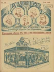 Kupiec: najstarszy tygodnik kupiecko - przemysłowy w Polsce; Na 25-lecie Związku Towarzystw Kupieckich 500-lecie Korporacji Kupc&oacute;w Chrześcijańskich 1929.09.27/29 R.23 Nr39
