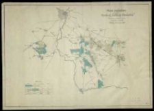 Mapa poglądowa majątk&oacute;w Fundacji "Zakłady K&oacute;rnickie", położonych w woj. poznańskim. Według stanu z roku 1929.