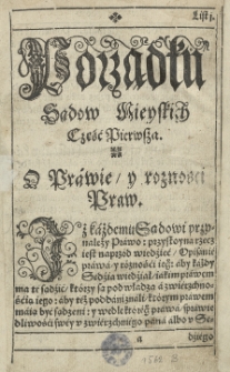 Porządek sądów y spraw Mieyskich Prawa Maydeburskiégo [...]
