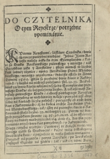 Reyestr do Porządku y do Artykułów Prawa Maydeburskiégo y Césarskiego