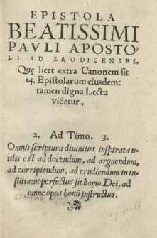 Epistola [...] Pauli apostoli ad Laodicenses [...] [wyd.:] (Faber Jacobus Stapulensis, Grochowski Jakub)