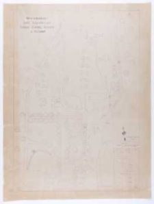 Plan zabudowań szk&oacute;ł gospodarczych Fundacji "Zakłady K&oacute;rnickie" w Kuźnicach. Pomierzył i wyrysował Schramm Janusz. Plan zabudowań szk&oacute;ł gospodarczych Fundacji "Zakłady K&oacute;rnickie" w Kuźnicach. Pomierzył i wyrysował Schramm Janusz.