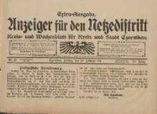Anzeiger f&uuml;r den Netzedistrikt Kreis- und Wochenblatt f&uuml;r Kreis und Stadt Czarnikau 1911.02.24 Jg.59 Nr25