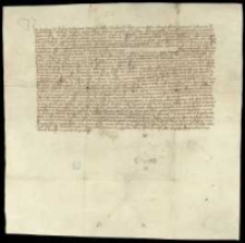 [Pozwolenie wydane przez wikariuszy katedry krakowskiej dla wikariusza Stanisława z Kazimierza na wybudowanie domu na placu będącym ich własnością, pomiędzy domami wikariuszy doktora Tomasza i Marka. Określenie warunk&oacute;w budowy, użytkowania i prawa sukcesji do domu].