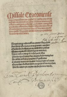 Missale Cracoviense [...]