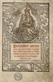 Hortulus anime cum aliis [...] orationibus pristine impressioni superadditis: ut tabula[m] in huius calce annexam intuenti patentissimum erit