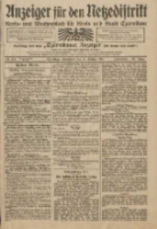 Anzeiger f&uuml;r den Netzedistrikt Kreis- und Wochenblatt f&uuml;r Kreis und Stadt Czarnikau 1911.10.14 Jg.59 Nr124