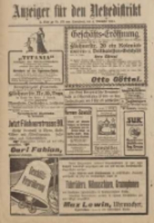 Anzeiger f&uuml;r den Netzedistrikt Kreis- und Wochenblatt f&uuml;r Kreis und Stadt Czarnikau 1911.11.04 Jg.59 Nr133