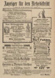 Anzeiger f&uuml;r den Netzedistrikt Kreis- und Wochenblatt f&uuml;r Kreis und Stadt Czarnikau 1911.12.09 Jg.59 Nr147