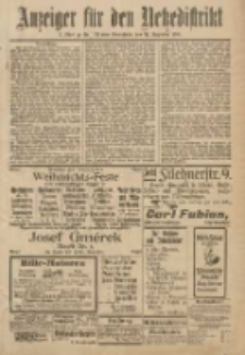 Anzeiger f&uuml;r den Netzedistrikt Kreis- und Wochenblatt f&uuml;r Kreis und Stadt Czarnikau 1911.12.21 Jg.59 Nr153