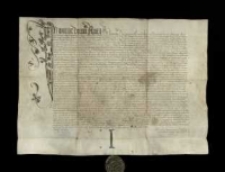 [Zapis dla kapelan&oacute;w kaplicy Św. Krzyża w katedrze krakowskiej 60 grzywien rocznie płatnych kwartalnie z żup wielickich i bocheńskich oraz trzech działek roboczych z szybami w kopalni Wieliczka w zamian za zobowiązanie codziennego odprawiania mszy za dusze fundator&oacute;w].