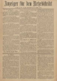 Anzeiger f&uuml;r den Netzedistrikt Kreis- und Wochenblatt f&uuml;r Kreis und Stadt Czarnikau 1912.03.16 Jg.60 Nr33