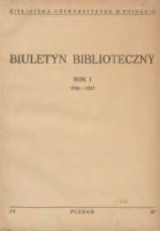 Biuletyn Biblioteczny 1936 wrzesień/październik R.1 Nr1/2