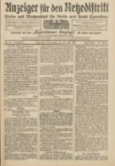 Anzeiger f&uuml;r den Netzedistrikt Kreis- und Wochenblatt f&uuml;r Kreis und Stadt Czarnikau 1912.07.25 Jg.60 Nr87