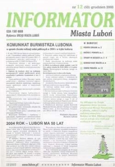 Informator Miasta Luboń 2003.12 Nr12(53)