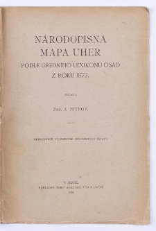 N&aacute;rodopism&aacute; mapa Uher podle &Uacute;ředn&iacute;ho lexikonu osad z r. 1773.