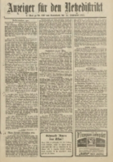 Anzeiger f&uuml;r den Netzedistrikt Kreis- und Wochenblatt f&uuml;r Kreis und Stadt Czarnikau 1912.09.14 Jg.60 Nr109