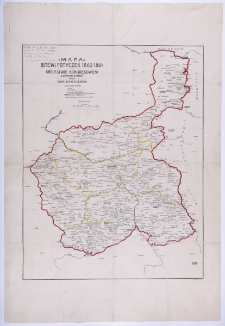 Mapa bitew i potyczek 1863-1864 w Kr&oacute;lestwie Kongresowym z datami starć. Ułożył Stanisław Zieliński.
