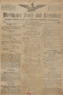 Wreschener Stadt und Kreisblatt: amtlicher Anzeiger f&uuml;r Wreschen, Miloslaw, Strzalkowo und Umgegend 1917.01.03 Nr1