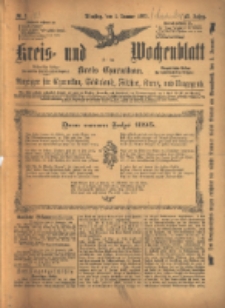 Kreis- und Wochenblatt f&uuml;r den Kreis Czarnikau: Anzeiger f&uuml;r Czarnikau, Sch&ouml;nlanke, Filehne, Kreuz, und Umgegend. 1895.01.01 Jg.43 Nr1