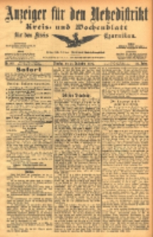 Anzeiger f&uuml;r den Netzedistrikt Kreis- und Wochenblatt f&uuml;r den Kreis Czarnikau 1904.09.27 Jg.52 Nr113