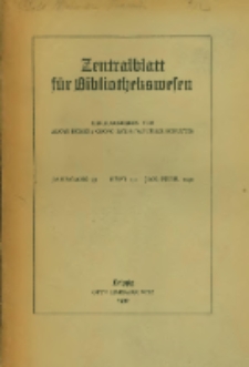 Zentralblatt f&uuml;r Bibliothekswesen. 1930.01-02 Jg.47 heft 1-2