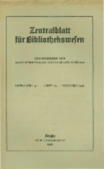 Zentralblatt für Bibliothekswesen. 1930.10 Jg.47 heft 10