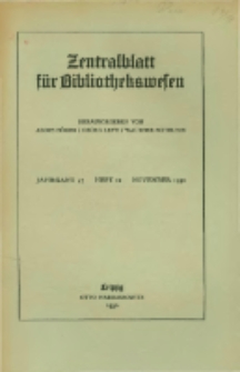 Zentralblatt für Bibliothekswesen. 1930.11 Jg.47 heft 11