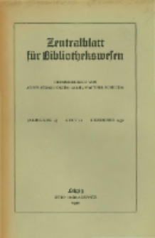 Zentralblatt f&uuml;r Bibliothekswesen. 1930.12 Jg.47 heft 12