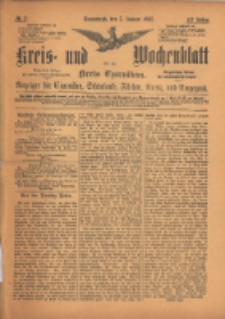 Kreis- und Wochenblatt f&uuml;r den Kreis Czarnikau: Anzeiger f&uuml;r Czarnikau, Sch&ouml;nlanke, Filehne, Kreuz, und Umgegend. 1895.01.05 Jg.43 Nr2