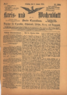 Kreis- und Wochenblatt f&uuml;r den Kreis Czarnikau: Anzeiger f&uuml;r Czarnikau, Sch&ouml;nlanke, Filehne, Kreuz, und Umgegend. 1895.01.08 Jg.43 Nr3