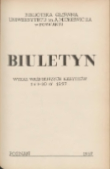 Biuletyn.Wykaz Ważniejszych Nabytk&oacute;w 1 VII - 30 IX