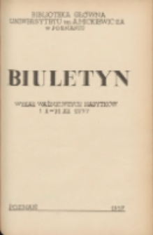 Biuletyn.Wykaz Ważniejszych Nabytków 1 X - 31 XII 1957