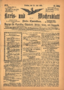 Kreis- und Wochenblatt f&uuml;r den Kreis Czarnikau: Anzeiger f&uuml;r Czarnikau, Sch&ouml;nlanke, Filehne, Kreuz, und Umgegend. 1895.07.23 Jg.43 Nr84
