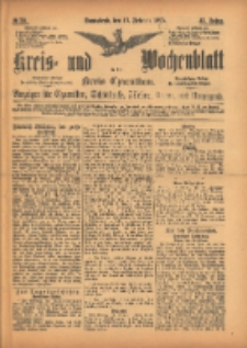 Kreis- und Wochenblatt f&uuml;r den Kreis Czarnikau: Anzeiger f&uuml;r Czarnikau, Sch&ouml;nlanke, Filehne, Kreuz, und Umgegend. 1895.02.16 Jg.43 Nr20