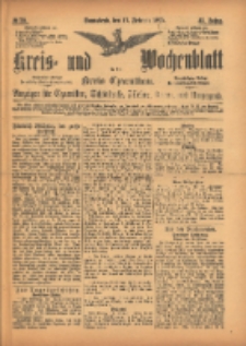 Kreis- und Wochenblatt für den Kreis Czarnikau: Anzeiger für Czarnikau, Schönlanke, Filehne, Kreuz, und Umgegend. 1895.02.16 Jg.43 Nr20