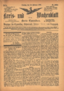 Kreis- und Wochenblatt f&uuml;r den Kreis Czarnikau: Anzeiger f&uuml;r Czarnikau, Sch&ouml;nlanke, Filehne, Kreuz, und Umgegend. 1895.02.26 Jg.43 Nr24