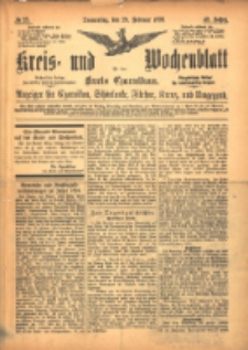 Kreis- und Wochenblatt f&uuml;r den Kreis Czarnikau: Anzeiger f&uuml;r Czarnikau, Sch&ouml;nlanke, Filehne, Kreuz, und Umgegend. 1895.02.28 Jg.43 Nr25