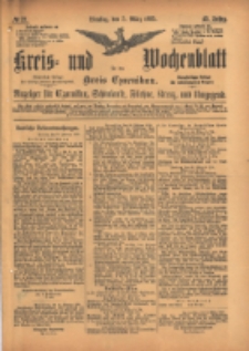 Kreis- und Wochenblatt f&uuml;r den Kreis Czarnikau: Anzeiger f&uuml;r Czarnikau, Sch&ouml;nlanke, Filehne, Kreuz, und Umgegend. 1895.03.05 Jg.43 Nr27