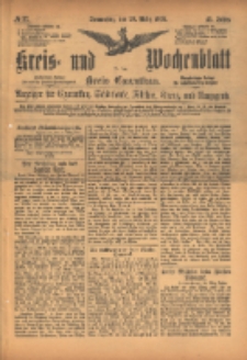 Kreis- und Wochenblatt f&uuml;r den Kreis Czarnikau: Anzeiger f&uuml;r Czarnikau, Sch&ouml;nlanke, Filehne, Kreuz, und Umgegend. 1895.03.28 Jg.43 Nr37