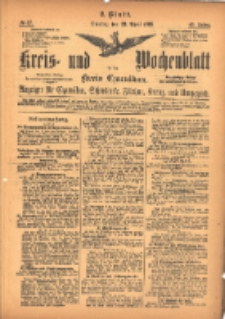 Kreis- und Wochenblatt f&uuml;r den Kreis Czarnikau: Anzeiger f&uuml;r Czarnikau, Sch&ouml;nlanke, Filehne, Kreuz, und Umgegend. 1895.04.23 Jg.43 Nr47
