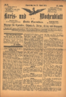 Kreis- und Wochenblatt f&uuml;r den Kreis Czarnikau: Anzeiger f&uuml;r Czarnikau, Sch&ouml;nlanke, Filehne, Kreuz, und Umgegend. 1895.04.27 Jg.43 Nr49