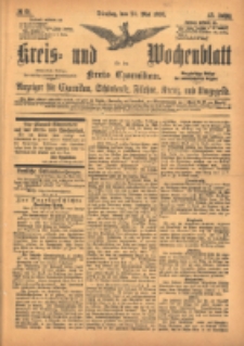 Kreis- und Wochenblatt f&uuml;r den Kreis Czarnikau: Anzeiger f&uuml;r Czarnikau, Sch&ouml;nlanke, Filehne, Kreuz, und Umgegend. 1895.05.28 Jg.43 Nr61