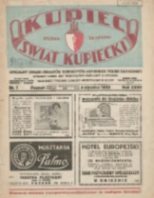 Kupiec-Świat Kupiecki; pisma złączone; oficjalny organ Związk&oacute;w Towarzystw Kupieckich Polski Zachodniej; oficjalny organ Izby Przemysłowo-Handlowej w Poznaniu; najstarszy tygodnik kupecko-przemysłowo w Polsce 1933.01.05 R.27 Nr1