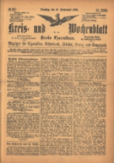 Kreis- und Wochenblatt f&uuml;r den Kreis Czarnikau: Anzeiger f&uuml;r Czarnikau, Sch&ouml;nlanke, Filehne, Kreuz, und Umgegend. 1895.09.10 Jg.43 Nr105
