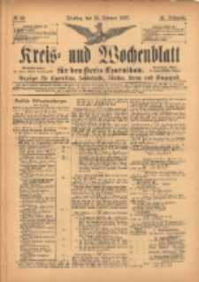 Kreis- und Wochenblatt f&uuml;r den Kreis Czarnikau: Anzeiger f&uuml;r Czarnikau, Sch&ouml;nlanke, Filehne, Kreuz, und Umgegend. 1897.02.23 Jg.45 Nr22