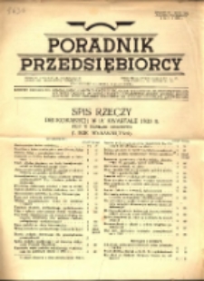 Poradnik Przedsiębiorcy: spis rzeczy drukowanych w IV kwartale 1933 r. oraz w numerze okazowym (I. rok wydawnictwa)