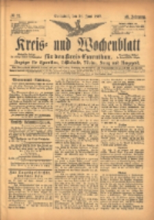 Kreis- und Wochenblatt f&uuml;r den Kreis Czarnikau: Anzeiger f&uuml;r Czarnikau, Sch&ouml;nlanke, Filehne, Kreuz, und Umgegend. 1897.06.26 Jg.45 Nr72