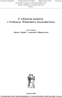 Profesor Władysław Kuraszkiewicz jako badacz historii języka polskiego